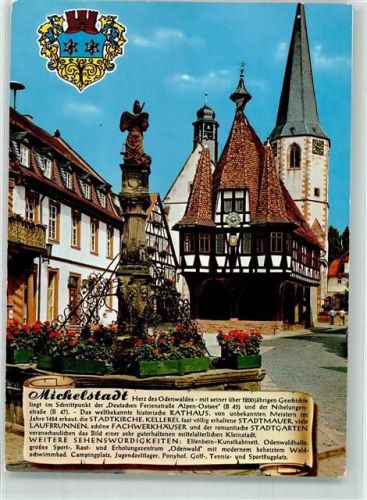 Michelstadt Chronikkarte Stadtkirche Wappen