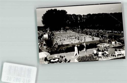 Schwenningen Schwimmbad Bademode Sonnenschirm Ort handschriftlich Foto Original aus Archiv eines Ansichtskartenverlags