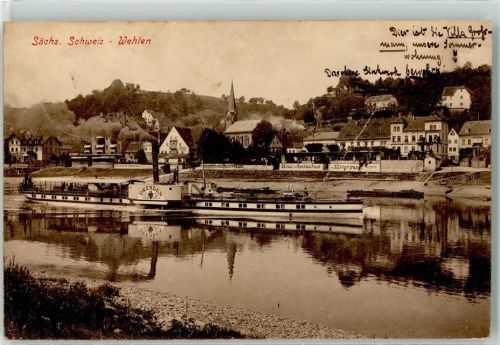 Wehlen Stadt 1909 Hotel Kirche Raddmapfer