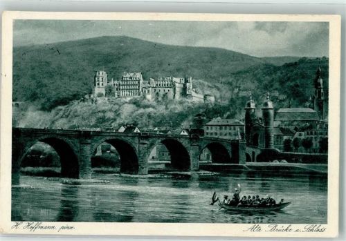 Heidelberg Alte Brücke und Schloss Ruderboot Verlag König Nr. 7361
