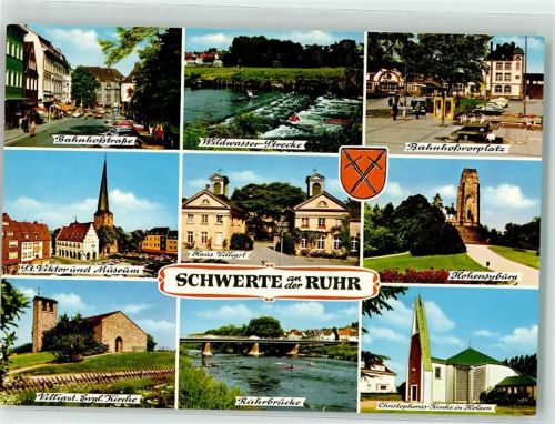 Schwerte Bahnhofstraße Wildwasser-Strecke Bahnhofsvorplatz St. Viktor und Museum Haus Villigst Hohensyburg Villigst Ev. Kirche Ruhrbrücke Christoporus-Kirche Holzen