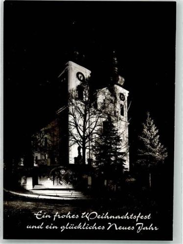 Donaueschingen Stadtkirche bei Nacht Weihnachts- und Neujahrsgrüße