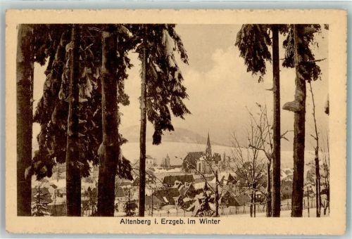Altenberg 1936 mit alter Ev. Pfarrkirche im Schnee