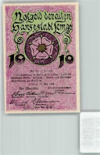 Lemgo Notgeld der Alten Hansestadt Hexenburger Meisterhaus 1921 10 Pfennig Blume Spruch Lila
