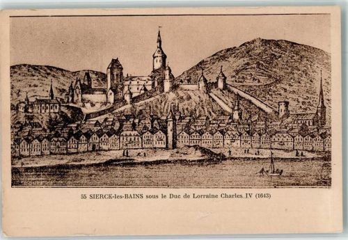 Sierck-les-Bains Schloss Herzog von Lothringen Charles IV 1643 Radierung