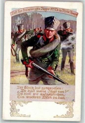 sign. Wilke Lied der freiwilligen Jäger von De la Motte Fouque Deutscher Wehrverein