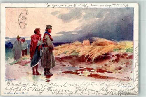 Posen 1900 sign. T.Popiel Tracht Ort lt. Stempel