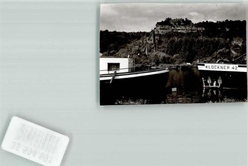 Karlstadt Ort handschriftlich Frachtschiff Klöckner 42 Foto Original aus Archiv eines Ansichtskartenverlags