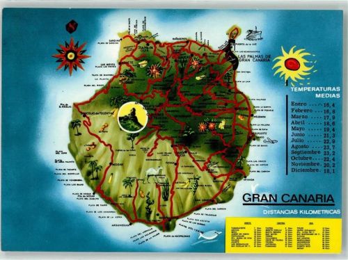 Las Palmas de Gran Canaria Landkarte Insel Meer Temperaturen Schiff Fisch