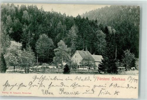 Braunlage 1902 Försterei Oderhaus Ort handschriftlich