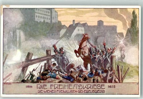Linz sign. Kutzer Die Wiener Freiwilligen bei Ebelsberg Ostmark Verlag Bund deutscher Österreicher Karte Nr. 64