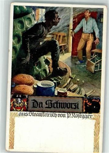sign. Aßmann Da Schworzi Verlag des Vereines Südmark Rosegger-Karte Nr. 144