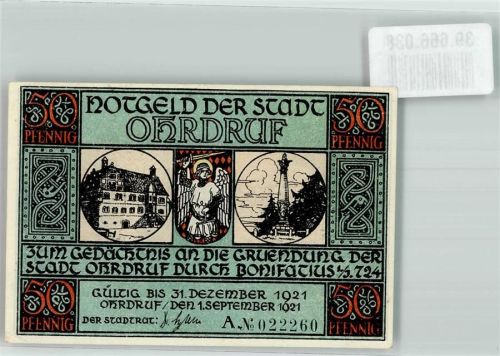 Ohrdruf 1921 50 Pfennig A. No. 022260