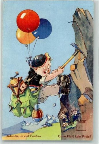 Bergsteiger Kaffeemühle Luftballons Edelweiss Serie Nr. 17