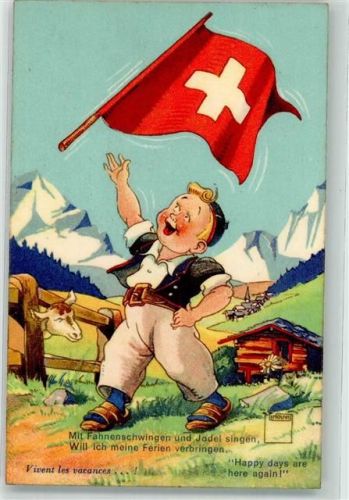 Junge als Fahnenschwinger Kuh Serie Nr. 28