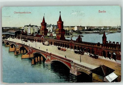 Friedrichshain 1908 Oberbaumbrücke Pferdewagen Turm