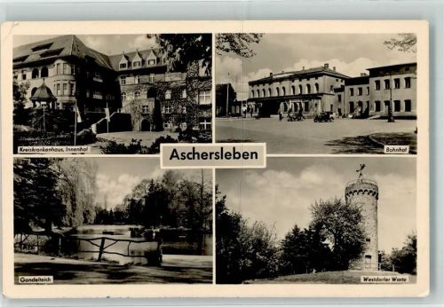 Aschersleben 1961 Krankenhaus Bahnhof Aussichtsturm Westdorfer Warte