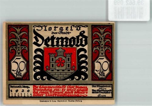 Detmold 1920 50 Pfg Gutschein Nr. 1141148
