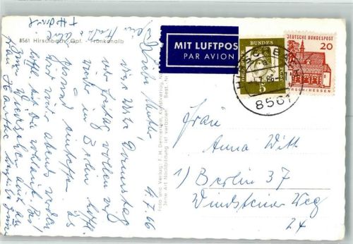 Hirschbach Mischfrankatur Luftpostmarke