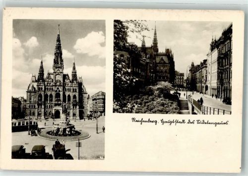 Liberec 1943 Straßenbahn Denkmal Rathaus