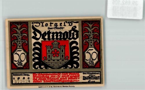 Detmold 1920 50 Pfg Gutschein Nr. 377026