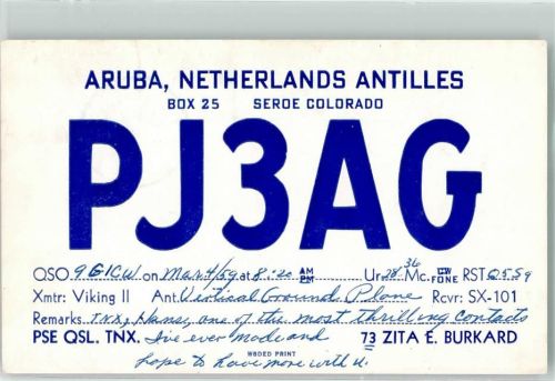 Oranjestad 1959 Amaterufunk QSL Karte
