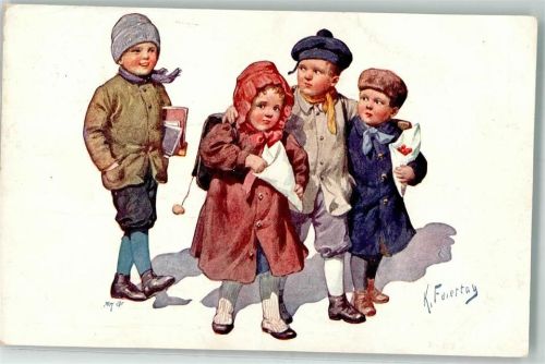 1917 Serie 941-6 sign. Feiertag, Karl Bonbon in der Tüte Schulkinder