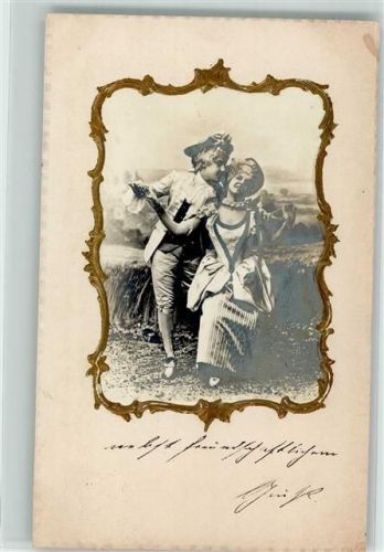 1902 Liebespaar Passepartout Kornfeld Privatfoto