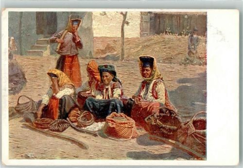 Russe sign. Mitoff Marktszene Tracht