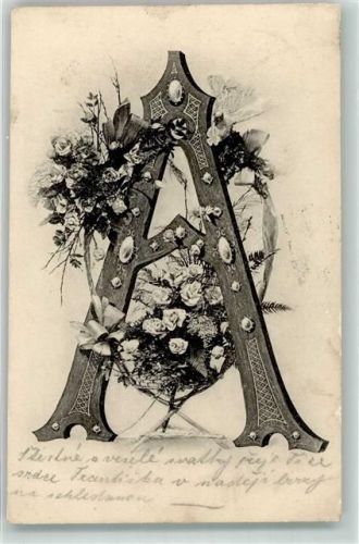 1904 Jugendstil Buchstabe A Rosen Serie 410/1