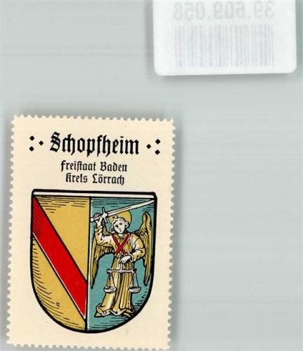 Schopfheim Wappen Engel Schwert Waage Vignette