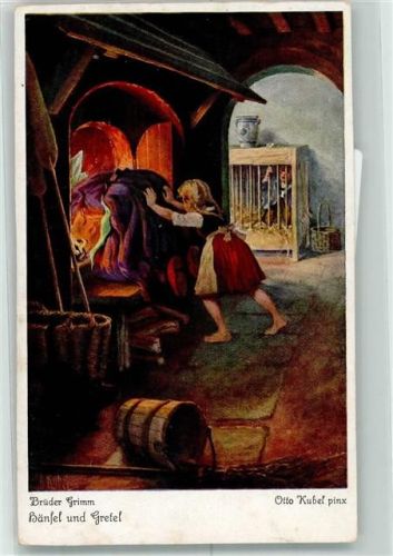 sign. Kubel Otto Hexe Brüder Grimm Uvachrom Serie 125 Nr.3716
