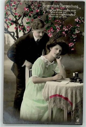 1910 Liebesbrief Angenehme Überraschung Serie 2519/1 handkoloriert