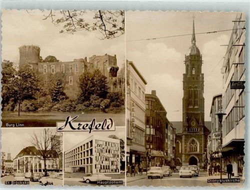 Krefeld Burg Linn Et Bröckske Hauptzollamt Dionysiuskirche Foto Orginal aus Archiv eines Ansichtskartenverlags