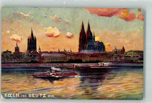 Köln Deutz 105 1912 Köln von Deutz aus Kölner Dom Boot