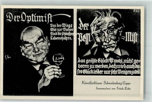 Schieder-Schwalenberg Gasthaus Künslerklause Innenmalerei Optimist Pessimist