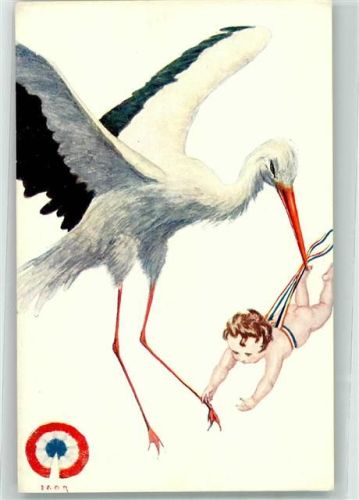 Baby im Schnabel sign. Igor Serie 28 Verlag P.J. Gallais & Cie Paris
