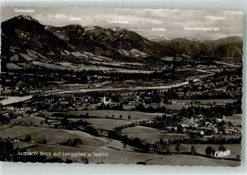 Arzbach Fliegeraufnahme Blick auf Lenggries u. Isartal