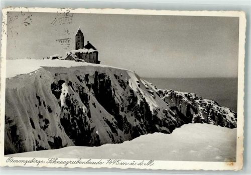 Petersdorf Piechowice 1936 Foto AK Riesengebirge Schneegrubenbaude Winter