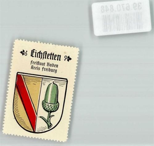 Eichstetten Vignette Freistaat Baden Kreis Freiburg roter Schrägbalken Eichelzweig
