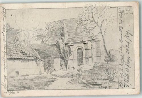 80200 Fay 1915 Gebrauchsspuren Feldpost WK I AK handgemalt