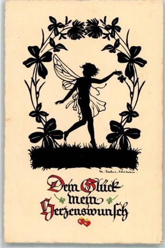 Elfe Glückwunsch Scherenschnitt Meissner u. Buch Nr.3286