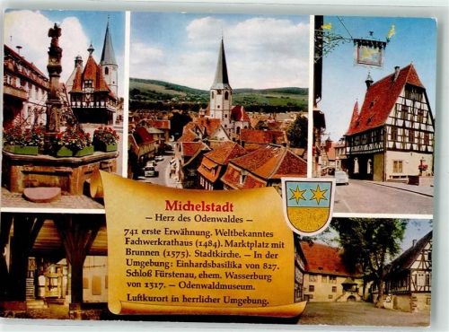 Michelstadt Das Herz des Odenwaldes Weltbekanntes Fachwerkhaus Marktplatz mit Brunnen Stadtkirche Einhardsbasilika SchlossFürstenau Wasserburg
