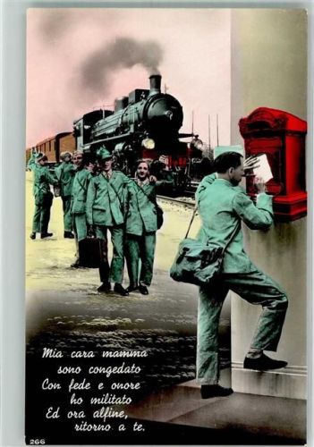 Eisenbahn Dampflock Briefkasten Soldaten Spruch Fotocelere Nr.266