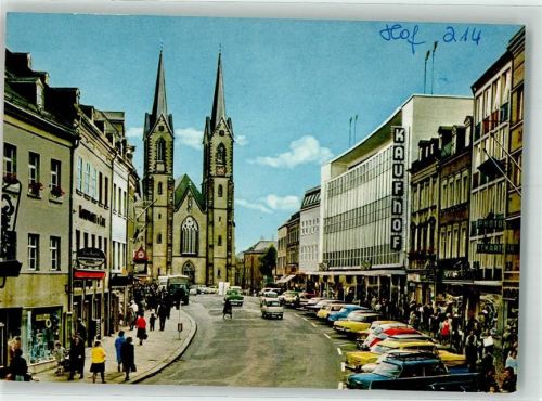 Hof Altstadt Kaufhof Auto Geschäfte Kirche