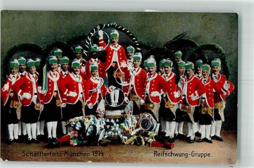 München 1914 Schäfflertanz Reifschwung Gruppe