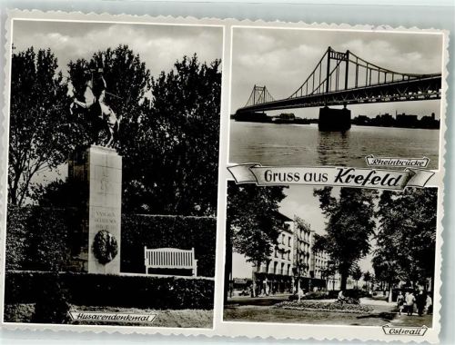 Krefeld Husarendenkmal Rheinbrücke Ostwall Gruss