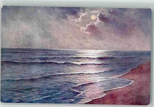 1917 sign. J. Gozard Mondschein am Meer