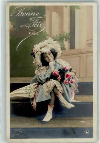Pholto : Arjalew 3933 Bonne Fete Kind Mode Glamour Regenschirm handkoloriert Verlag Croissant Paris