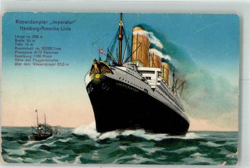 Riesendampfer Hamburg-Amerika-Linie Dampfer Imperator 1913 Gebrauchsspuren